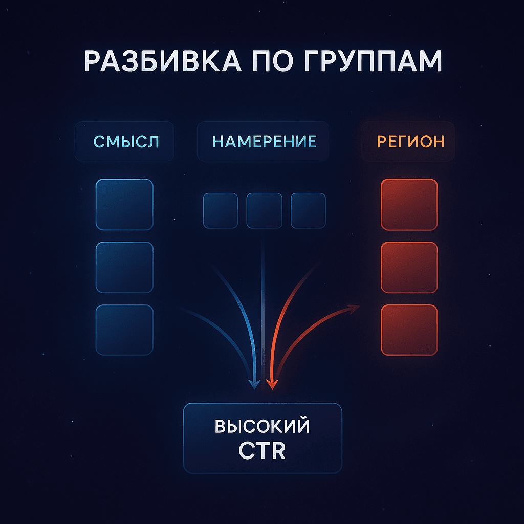 Разбивка ключевых слов по группам